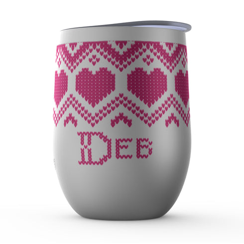 Fair Isle Hearts Stemless Wine Tumblers